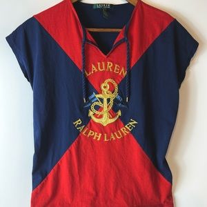 Lauren Ralph Lauren S Vintage Women's Top T-shirt Embroidered Anchor Logo
